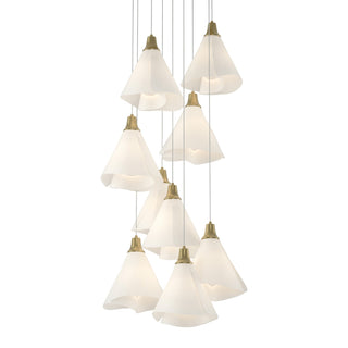Buy modern-brass-with-spun-frost-sh-glass-and-white-shade Mobius Pendant by Hubbardton Forge