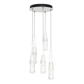 Buy white-with-clear-glass-with-white-threading-yj-glass-and-clear-textured-shade Link Pendant by Hubbardton Forge