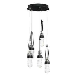 Buy ink-with-clear-glass-with-white-threading-yj-glass-and-clear-textured-shade Link Pendant by Hubbardton Forge