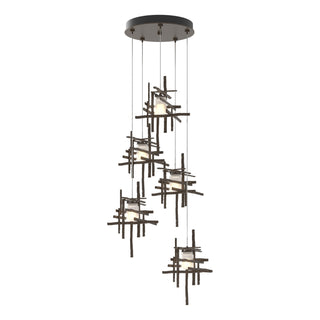 Buy bronze-with-cast-glass-yc-glass-and-frosted-shade Tura Pendant by Hubbardton Forge