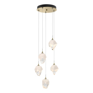 Buy modern-brass-with-white-crystal-wp-glass-and-white-shade Chrysalis Pendant by Hubbardton Forge