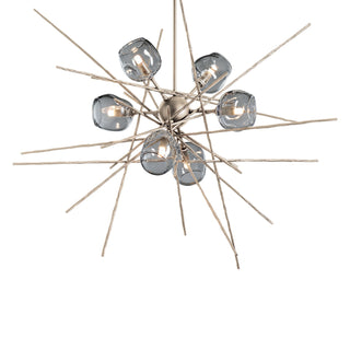Buy soft-gold-with-cool-grey-glass-yl-glass-and-silver-gray-shade Griffin Pendant by Hubbardton Forge