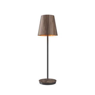 Buy american-walnut-and-woven-natural-shade Conical Outdoor (Damp) Table Lamp by Accord Lighting