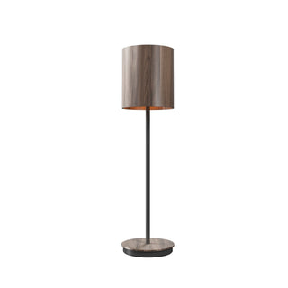 Buy american-walnut-and-woven-natural-shade Cylindrical Outdoor (Damp) Table Lamp by Accord Lighting