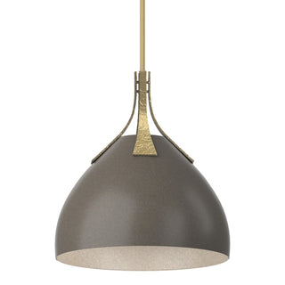 Buy modern-brass-and-silver-gray-shade Summit Pendant by Hubbardton Forge