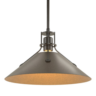 Buy oil-rubbed-bronze-and-amber-brown-shade Henry Pendant by Hubbardton Forge