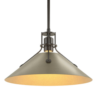 Buy oil-rubbed-bronze-and-beige-tan-shade Henry Pendant by Hubbardton Forge