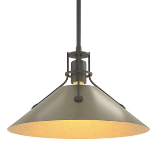 Buy natural-iron-and-beige-tan-shade Henry Pendant by Hubbardton Forge