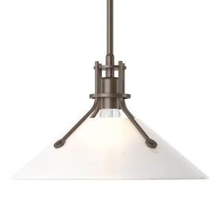 Buy bronze-with-frosted-glass-fd-glass-and-white-shade Henry Pendant by Hubbardton Forge