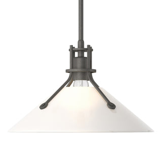 Buy natural-iron-with-frosted-glass-fd-glass-and-white-shade Henry Pendant by Hubbardton Forge