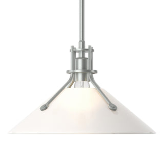 Buy vintage-platinum-with-frosted-glass-fd-glass-and-white-shade Henry Pendant by Hubbardton Forge