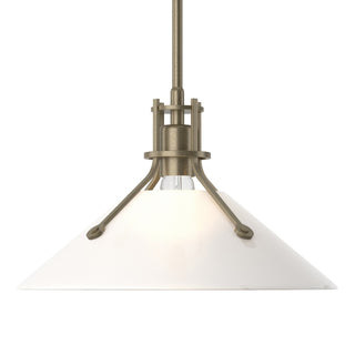 Buy soft-gold-with-frosted-glass-fd-glass-and-white-shade Henry Pendant by Hubbardton Forge