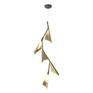 Buy natural-iron-and-yellow-shade Plume Pendant by Hubbardton Forge