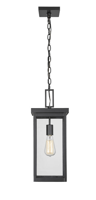 Buy powder-coated-black-with-clear-glass-and-clear-shade Barkeley Outdoor (Damp) Hanging Lanterns by Millennium
