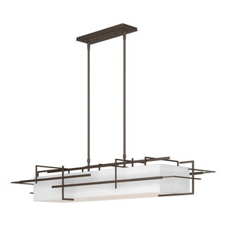 Buy bronze-with-natural-anna-shade-sf-glass-and-white-shade Etch Pendant by Hubbardton Forge