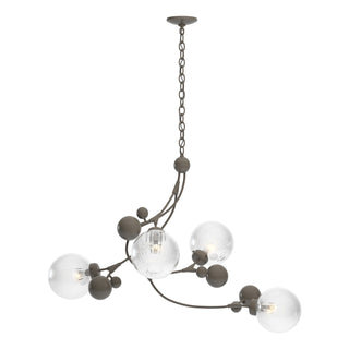 Buy dark-smoke-with-water-glass-ll-glass-and-clear-textured-shade Sprig Pendant by Hubbardton Forge