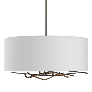 Buy bronze-with-natural-anna-shade-sf-glass-and-white-shade Brindille Pendant by Hubbardton Forge