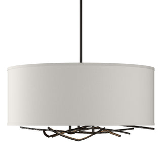 Buy oil-rubbed-bronze-with-flax-shade-se-glass-and-white-shade Brindille Pendant by Hubbardton Forge