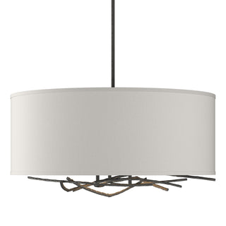 Buy natural-iron-with-flax-shade-se-glass-and-white-shade Brindille Pendant by Hubbardton Forge