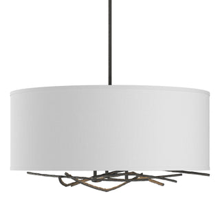 Buy natural-iron-with-natural-anna-shade-sf-glass-and-white-shade Brindille Pendant by Hubbardton Forge