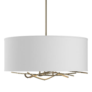 Buy soft-gold-with-natural-anna-shade-sf-glass-and-white-shade Brindille Pendant by Hubbardton Forge