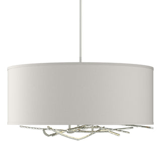 Buy sterling-with-flax-shade-se-glass-and-white-shade Brindille Pendant by Hubbardton Forge