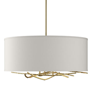 Buy modern-brass-with-flax-shade-se-glass-and-white-shade Brindille Pendant by Hubbardton Forge