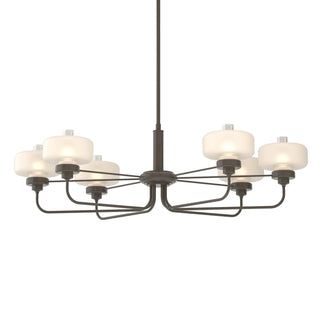 Buy dark-smoke-with-clear-glass-with-frosted-diffuser-ye-glass-and-white-shade Nola Pendant by Hubbardton Forge