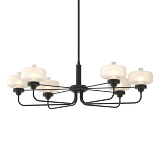Buy black-with-clear-glass-with-frosted-diffuser-ye-glass-and-white-shade Nola Pendant by Hubbardton Forge