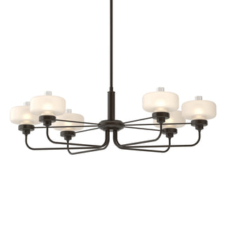 Buy oil-rubbed-bronze-with-clear-glass-with-frosted-diffuser-ye-glass-and-white-shade Nola Pendant by Hubbardton Forge