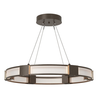 Buy bronze-with-frosted-glass-fd-glass-and-white-shade Aura Pendant by Hubbardton Forge