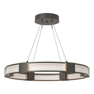 Buy dark-smoke-with-frosted-glass-fd-glass-and-white-shade Aura Pendant by Hubbardton Forge