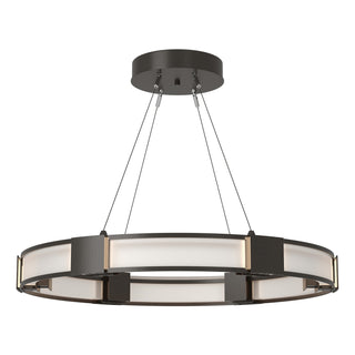 Buy oil-rubbed-bronze-with-frosted-glass-fd-glass-and-white-shade Aura Pendant by Hubbardton Forge