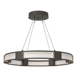 Buy natural-iron-with-frosted-glass-fd-glass-and-white-shade Aura Pendant by Hubbardton Forge