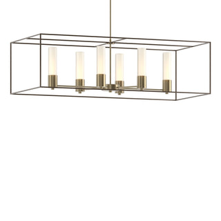 Buy soft-gold-with-opal-glass-gg-glass-and-white-shade Portico Pendant by Hubbardton Forge