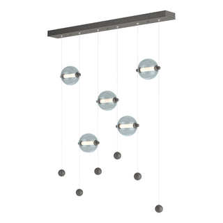 Buy natural-iron-with-cool-grey-glass-yl-glass-and-silver-gray-shade Abacus Pendant by Hubbardton Forge