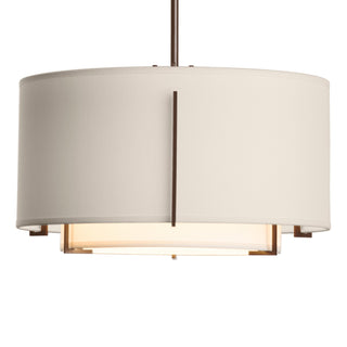 Buy bronze-with-natural-anna-inner-shade-flax-outer-shade-glass-and-white-shade Exos Pendant by Hubbardton Forge