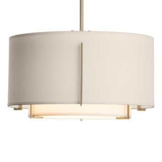 Buy soft-gold-with-natural-anna-inner-shade-flax-outer-shade-glass-and-white-shade Exos Pendant by Hubbardton Forge