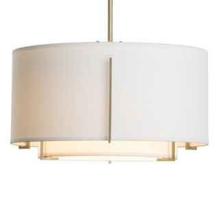 Buy soft-gold-with-natural-anna-inner-shade-natural-anna-outer-shade-glass-and-white-shade Exos Pendant by Hubbardton Forge
