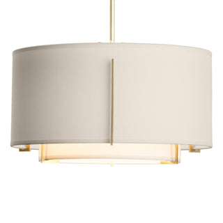 Buy modern-brass-with-natural-anna-inner-shade-flax-outer-shade-glass-and-white-shade Exos Pendant by Hubbardton Forge