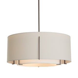 Buy dark-smoke-with-natural-anna-inner-shade-flax-outer-shade-glass-and-white-shade Exos Pendant by Hubbardton Forge