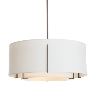Buy dark-smoke-with-natural-anna-inner-shade-natural-anna-outer-shade-glass-and-white-shade Exos Pendant by Hubbardton Forge
