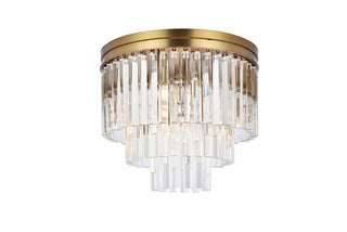 Buy satin-gold-and-clear-shade Sydney Flush Mount Ceiling Light by Elegant Lighting