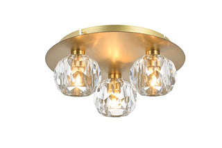 Buy gold-with-clear-glass-and-clear-shade Graham Flush Mount Ceiling Light by Elegant Lighting