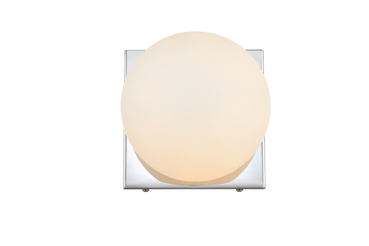 Jaylin Vanity by Elegant Lighting – Lights: 1 Light (6.00"W x 6.00"H) – Finish: Chrome with frosted white Glass and Frosted Shade – Elegant Lighting-LD7303W6CH