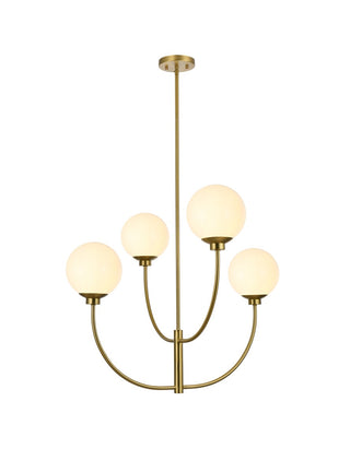Buy satin-gold-with-white-glass-and-white-shade Nyomi Chandelier by Elegant Lighting