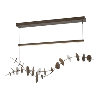 Buy bronze-with-aqualite-glass-yq-glass-and-white-shade Lily Pendant by Hubbardton Forge