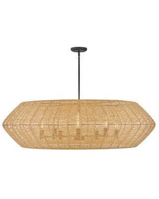 Buy black-with-camel-glass-and-woven-natural-shade Luca Chandelier by Hinkley