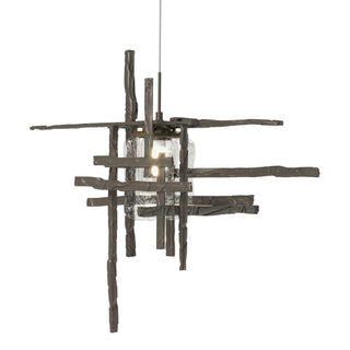 Buy dark-smoke-with-seeded-clear-glass-ii-glass-and-clear-seedy-shade Tura Mini Pendant by Hubbardton Forge