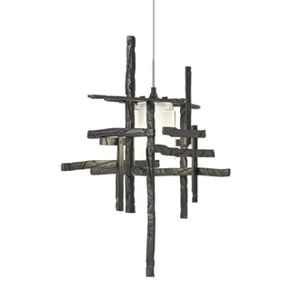 Buy black-with-cast-glass-yc-glass-and-white-shade Tura Mini Pendant by Hubbardton Forge